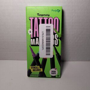 Temporary Tattoo Marker Set w/ 10 Stencils Body Art Pens Washable Kids Party